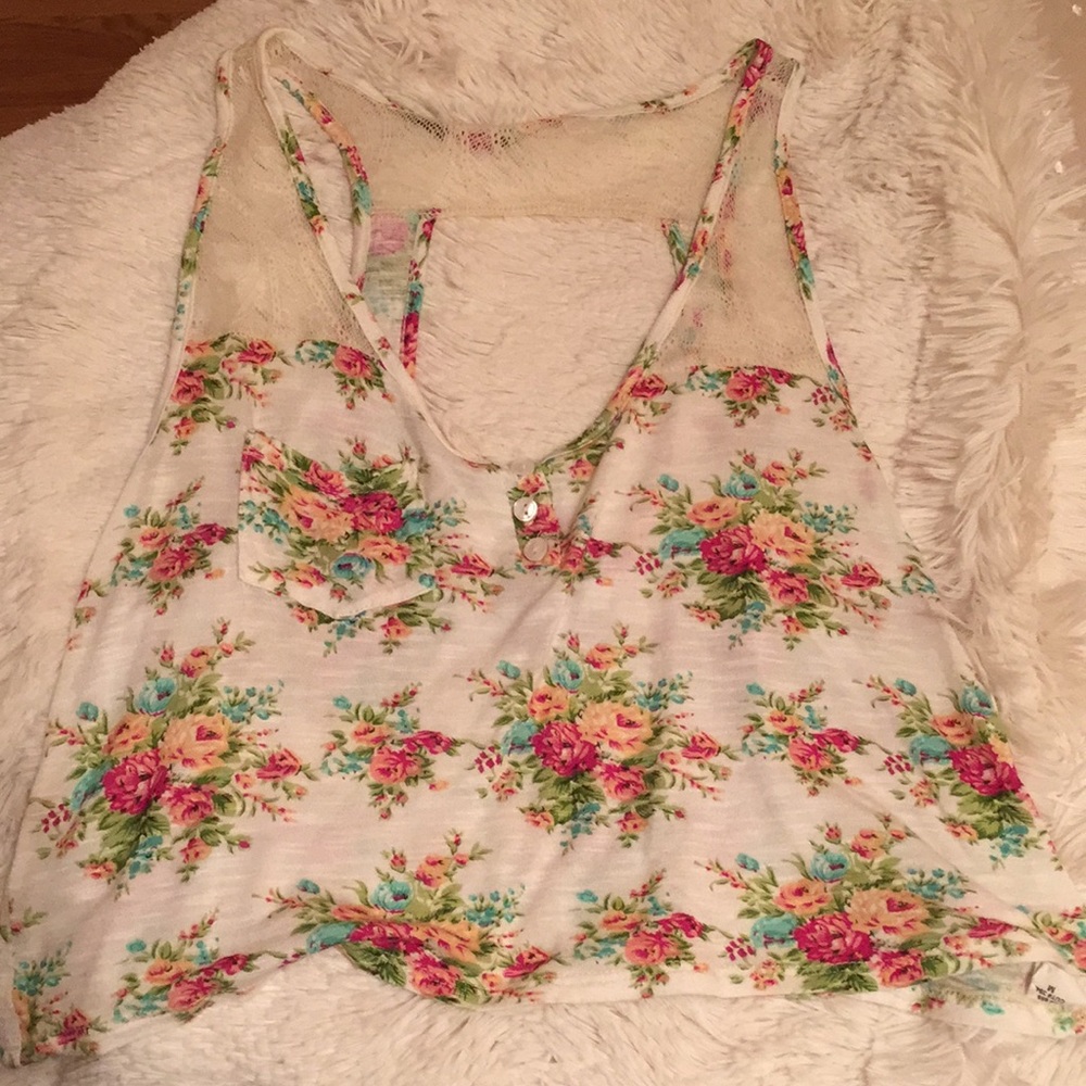 Floral and cream lace Crop Top